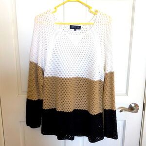 Jones New York womens 1X tri color , long sleeve sweater